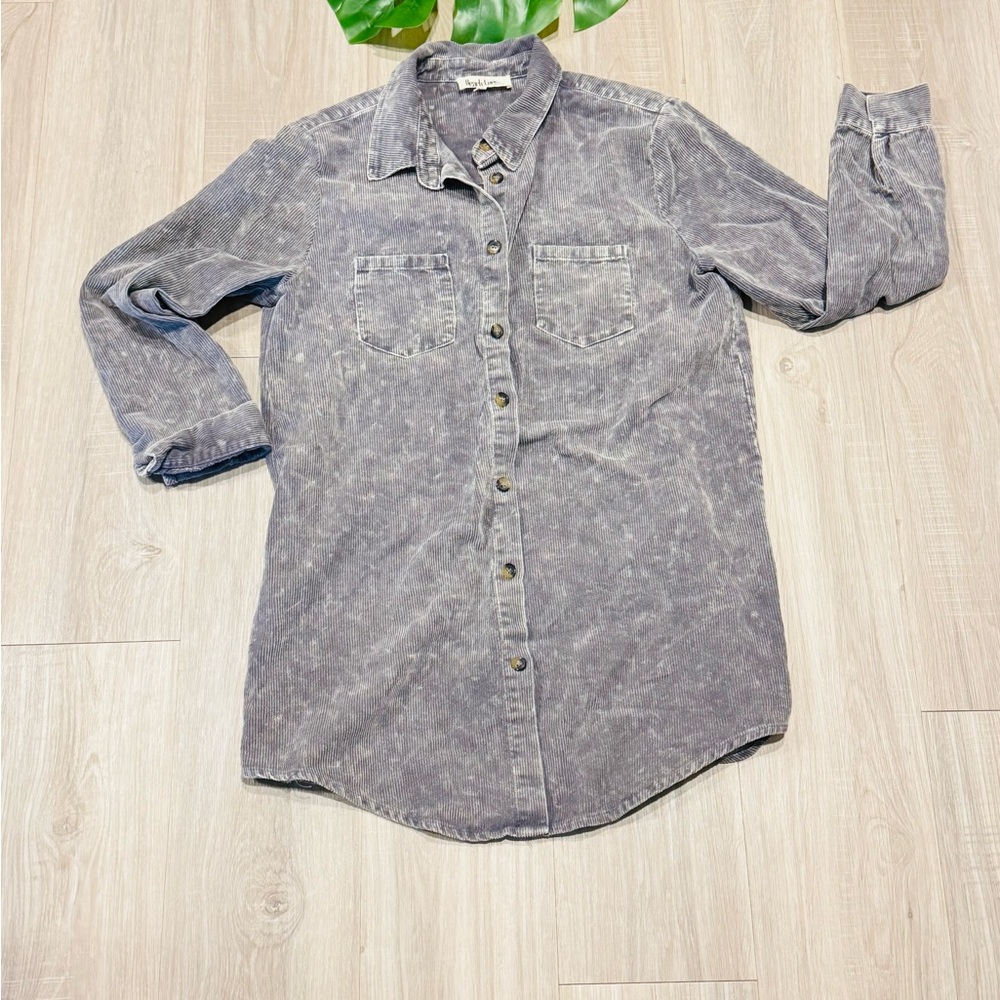 Peach Love California Corduroy Shirt Dress